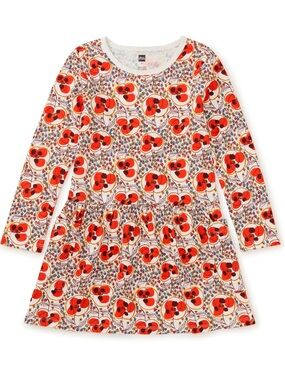 Tea Collection Turkish Tulip Poppy Dress Cotton Graphic AOP Pockets Girls Size 8